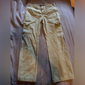 Army green low rise flare cargo pants